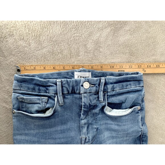 FRAME Le One Crop Mini Bootcut Jeans Light Wash High Rise Stretch Denim Size 1 - Picture 5 of 11